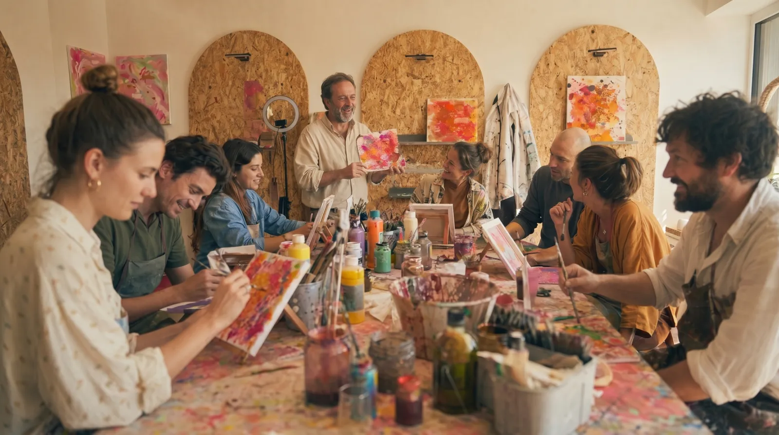 Teamevent-Gruppe beim Kreativ-Workshop im moodArt Studio